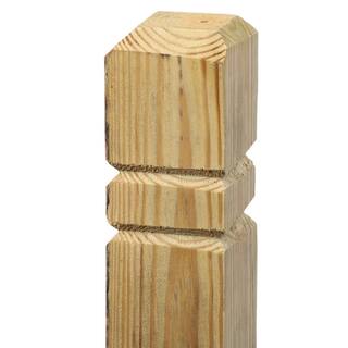 4 in. x 4 in. x 4-12 ft. Pressure-Treated Wood Double V-Groove Deck Post 143849