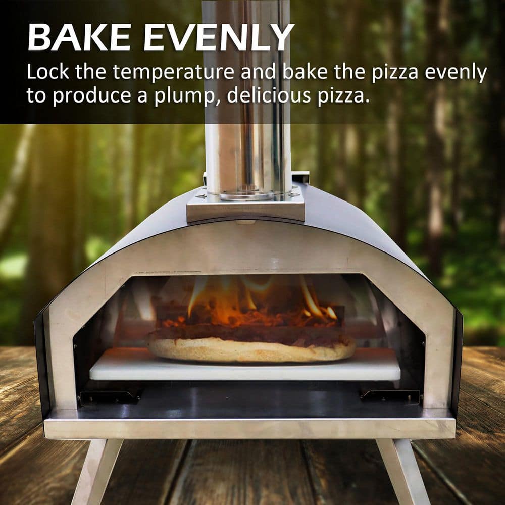 matrix decor 15.7 in. Wood Burning Stainless Steel Portable Outdoor Pizza Oven with Complete Accessories for Outdoor Cooking MD-BQ62816415