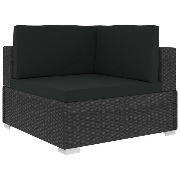 4 Piece Garden Sofa Set with Cushions Poly Rattan Black - Overstock - 35097638