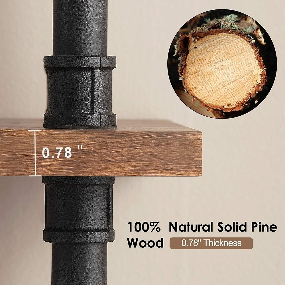 MCombo Industrial Wall Mount Pipe Shelves  Solid Wood