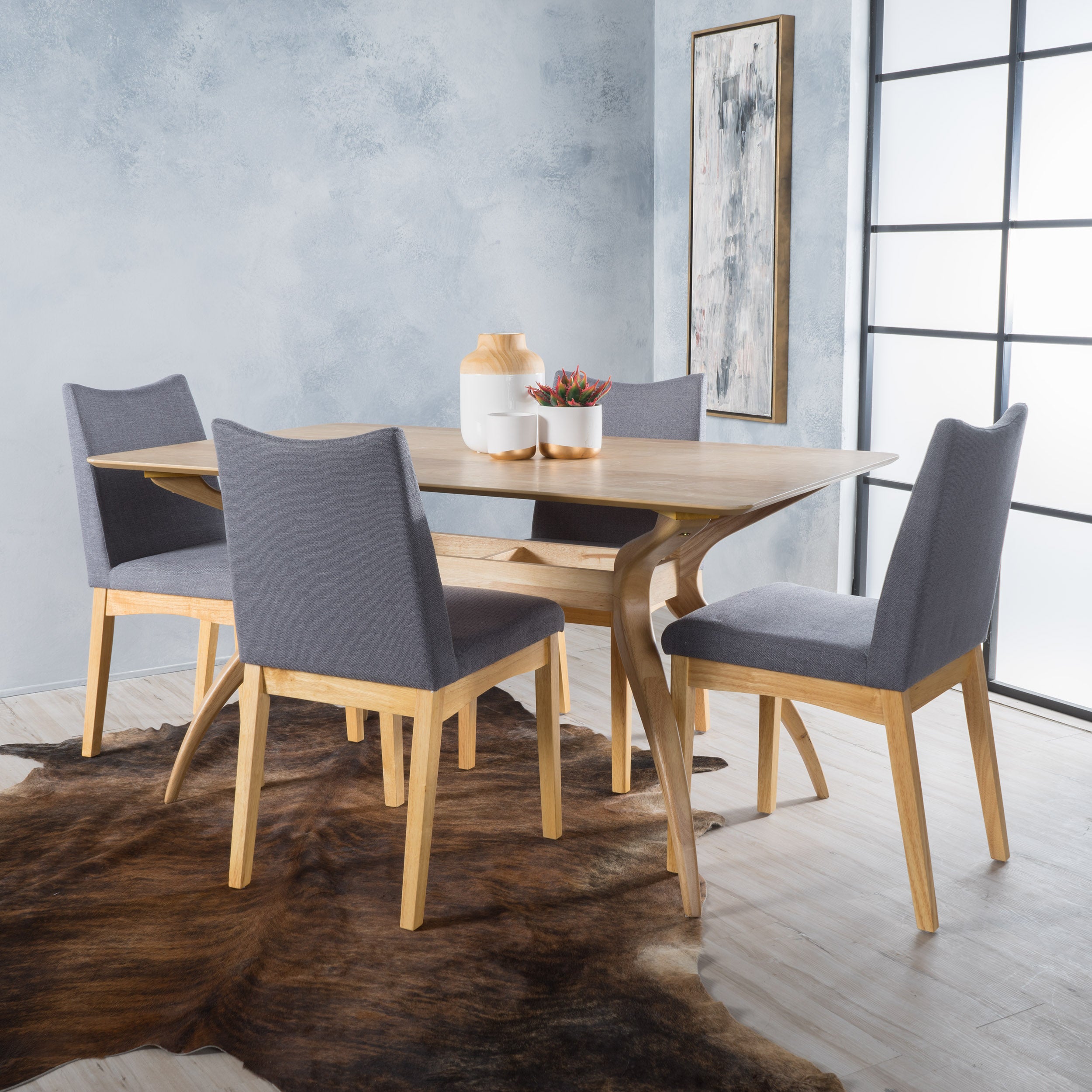 Gertrude Mid-Century Modern 4 Seater Dining Set