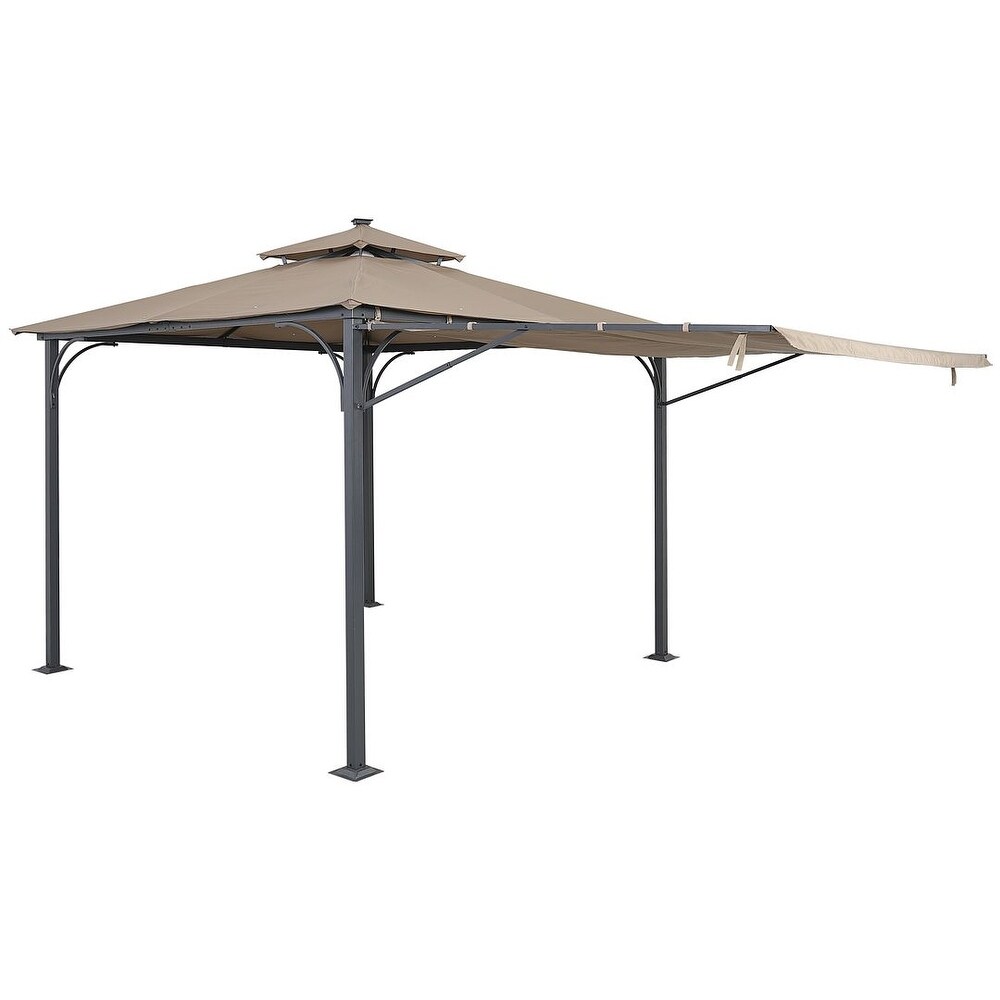 Outdoor 10FT Iron Patio Garden Gazebo with LED Light