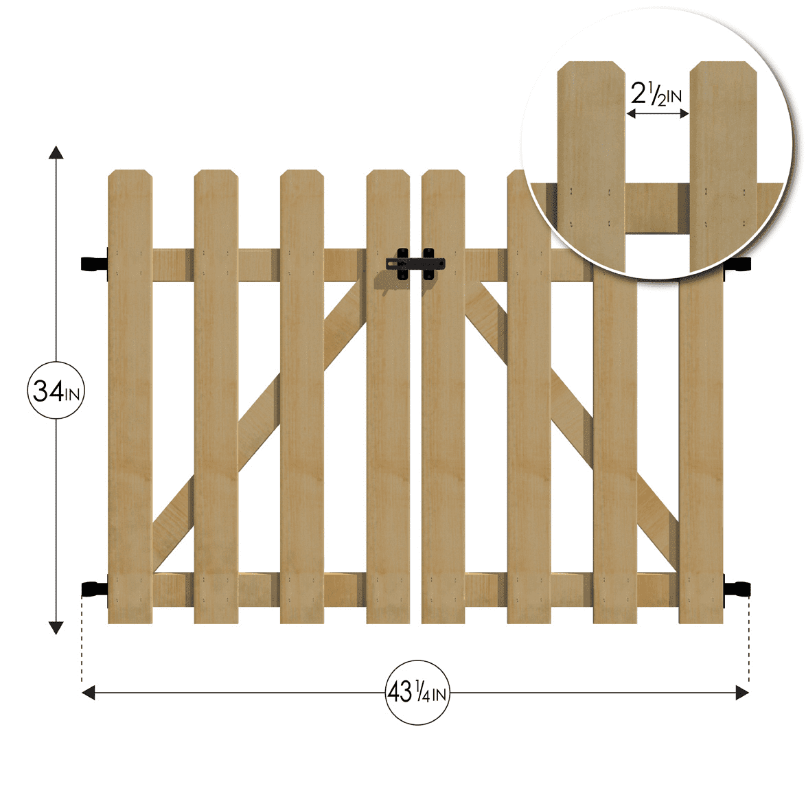 Yardlink Cedar Wood Fence Gate, 34 inch H x 44 inch W