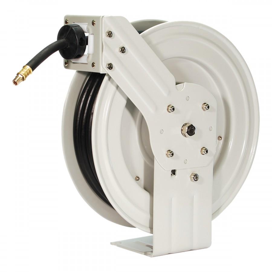 PrimefitA HRRUB380503 Industrial-Grade Steel Retractable Air Hose Reel with 3/8in x 50 foot Rubber Air Hose included