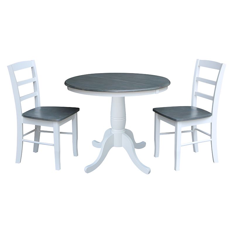 International Concepts Round Leaf Dining Table and Chair 3-piece Set