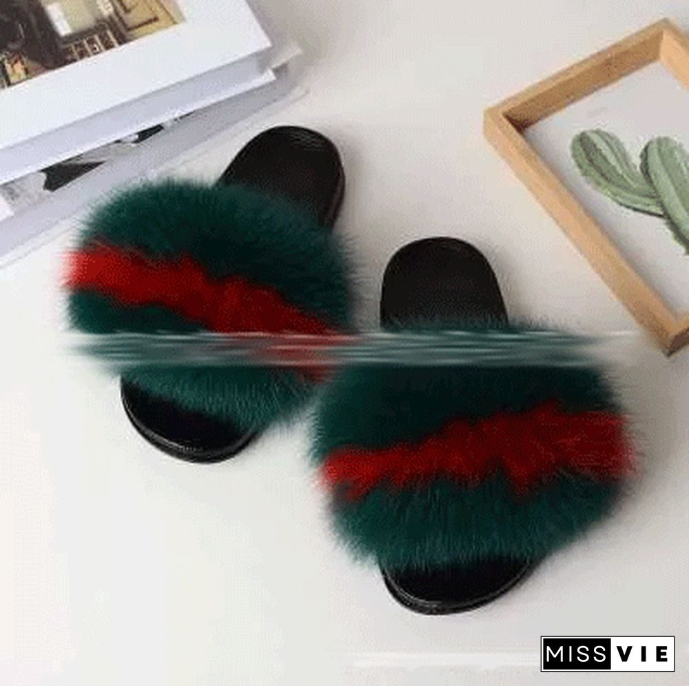 Furry Slippers Flat Half-drag Slippers