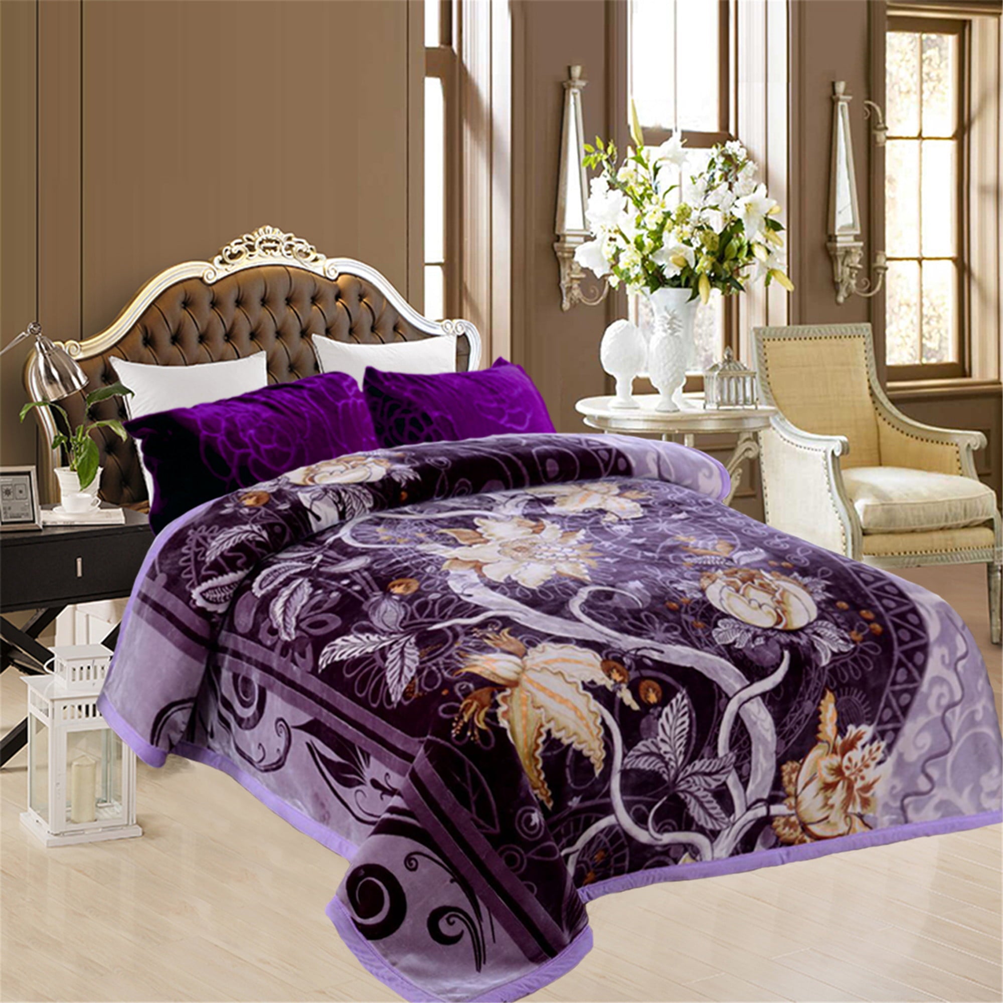 Super Soft Plush Mink Bed Blanket 2 Ply Printed Fleece Blanket Queen 76