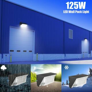 WYZM Waterproof 120-V Powered Black Integrated LED Wall Pack Spotlight Light 18000 Lumens 5500K White with Photocell Sensor WP150-B