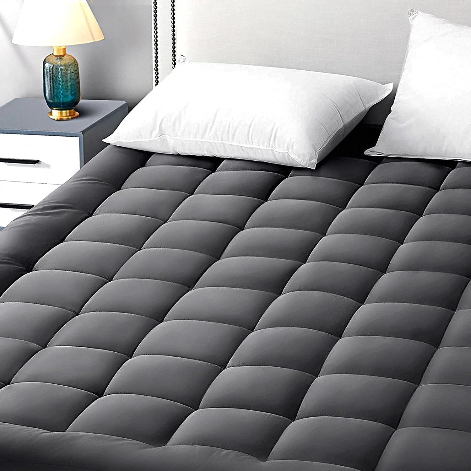 Queen Size Mattress Pad Pillow Top Mattress Cover Quilted