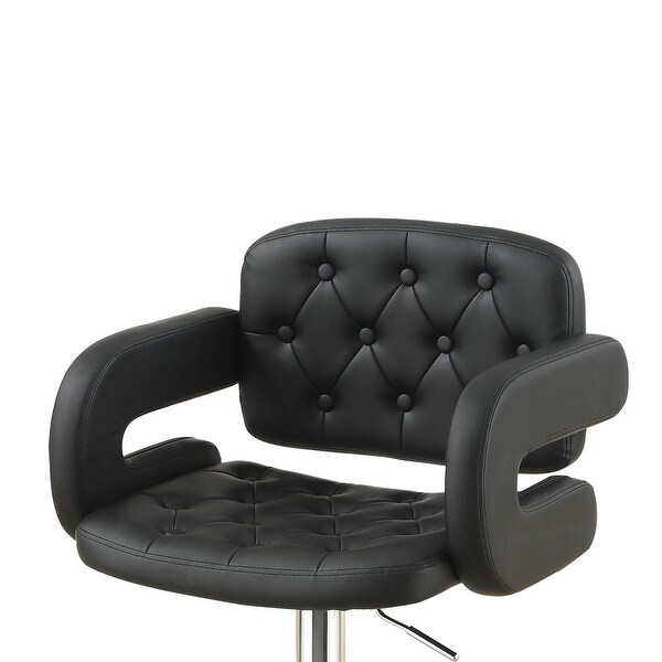 Adjustable Faux Leather Bar Stool with Armrests