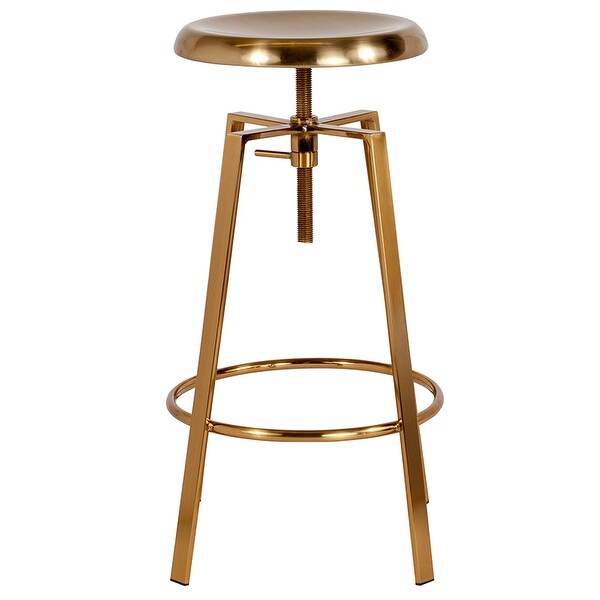 Offex Toledo Industrial Style Barstool with Swivel Lift Adjustable Height Seat in Gold Finish