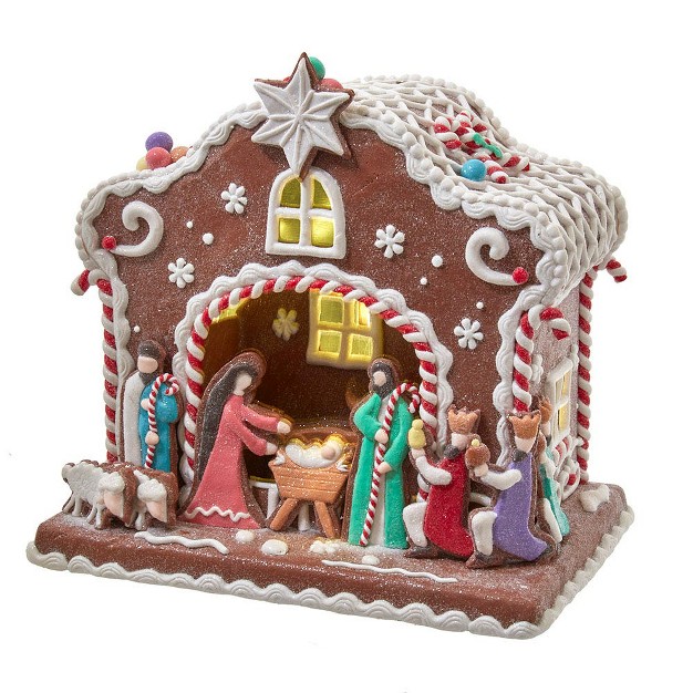 Kurt Adler 12 5 inch Battery operated Light Up Nativity Gingerbread House