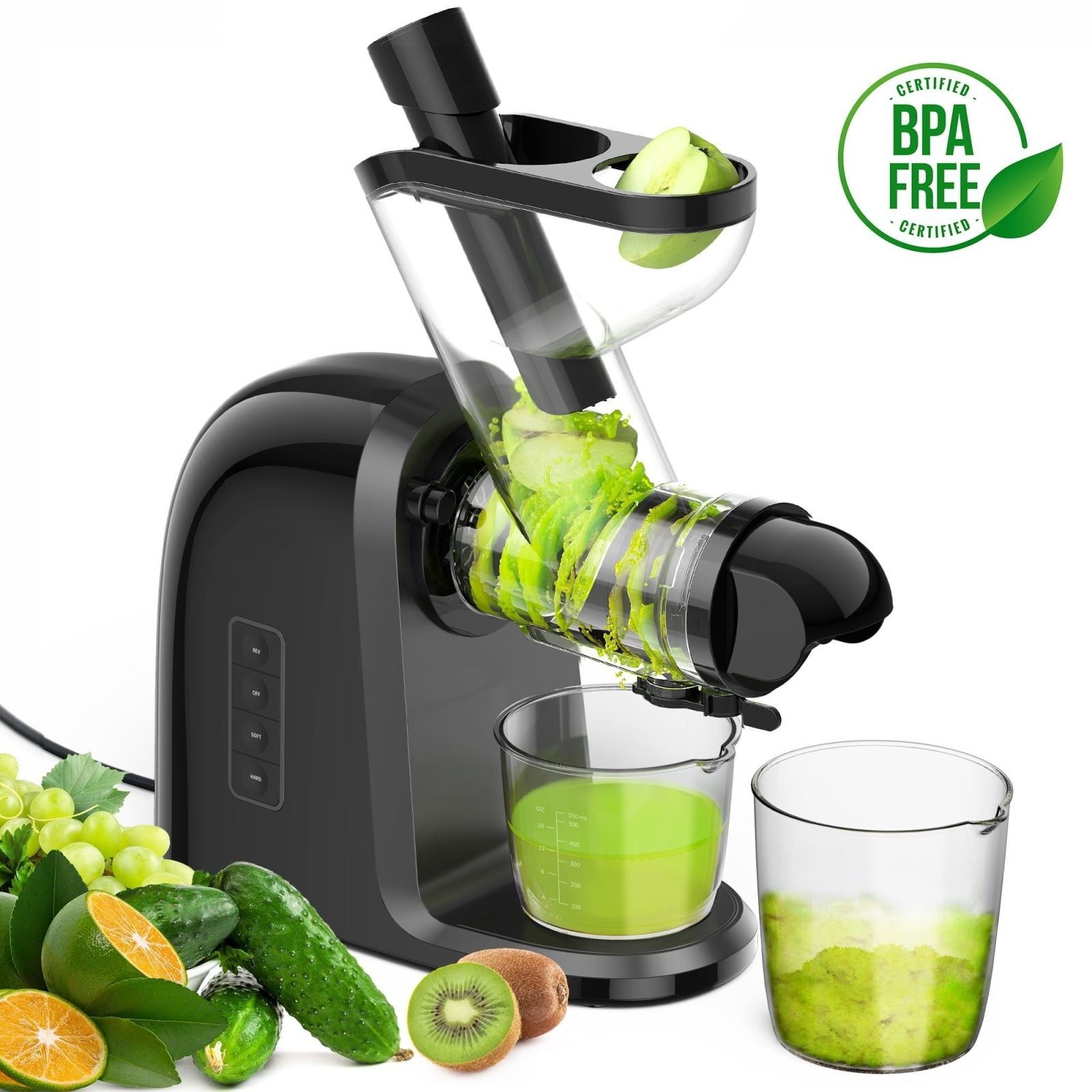 200W Power Cold Press Juicer with Quiet Motor