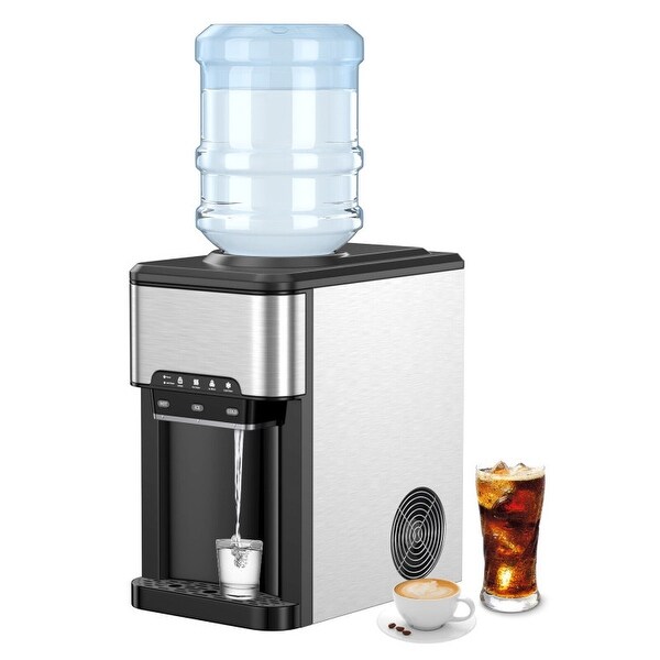 3-in-1 Water Cooler Dispenser with Built-in Ice Maker and 3 Temperature Settings-Silver - 11