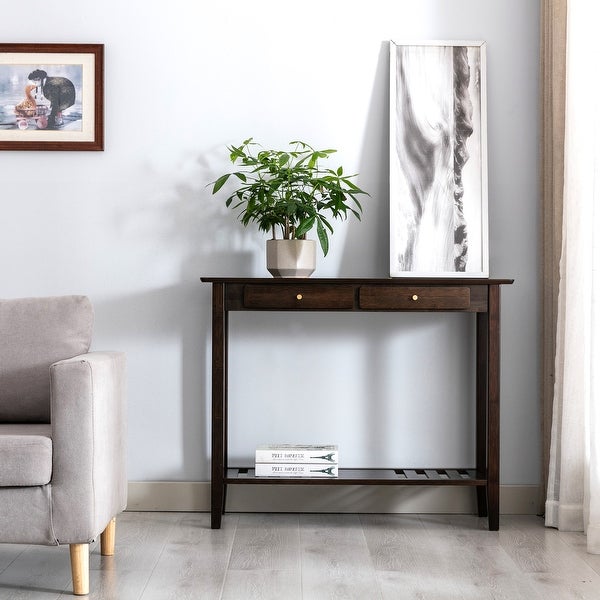 Connexion Decor Verenney Console Table With Drawer， Dark Walnut