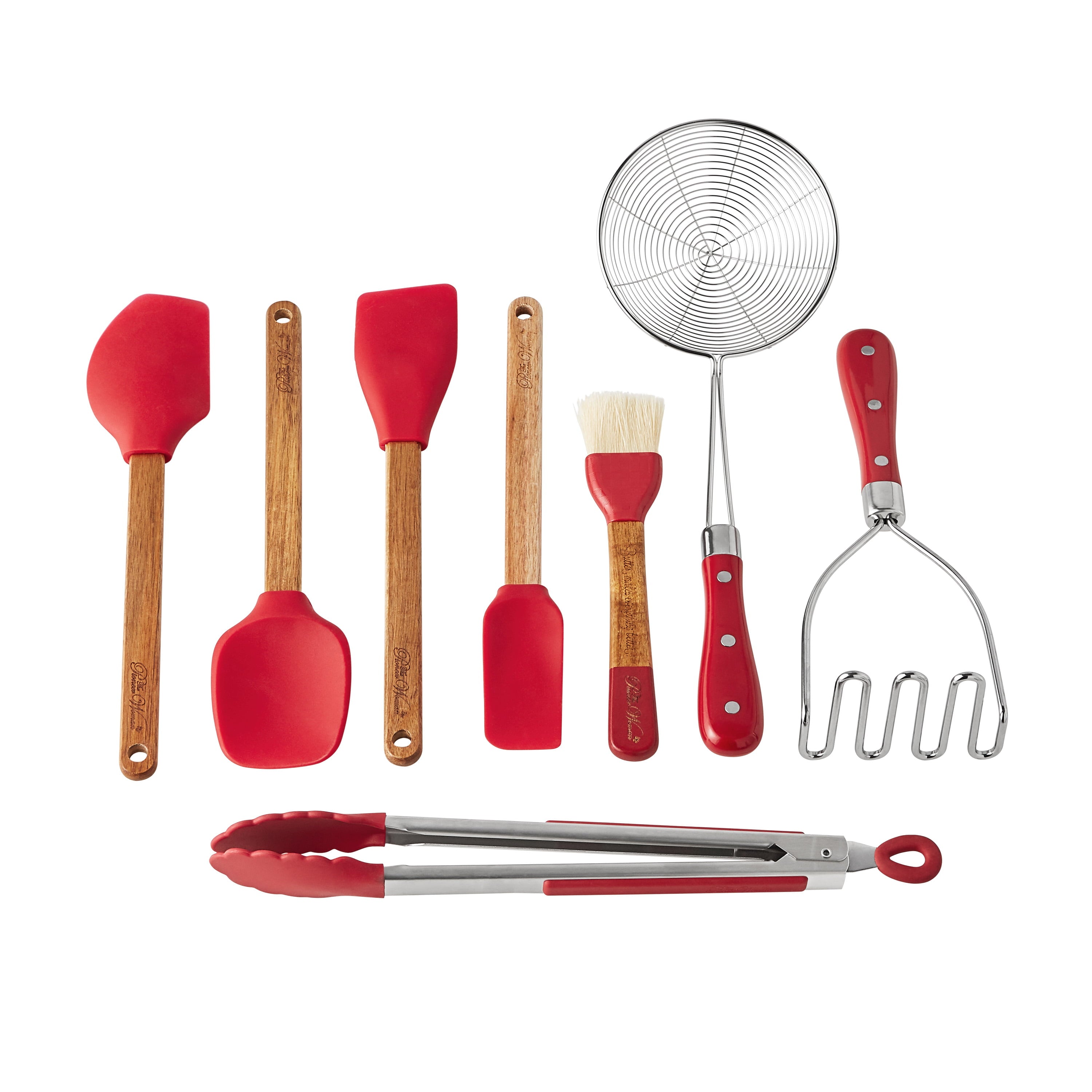 The Pioneer Woman 8-Piece Cooking and Baking Kitchen Gadgets Set, Red