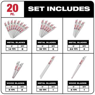 MW Oscillating Multi-Tool Blade Kit with SAWZALL Bi-Metal Wood  Metal Cutting Reciprocating Saw Blade Set (28-Piece) 49-10-9212-49-22-1110U