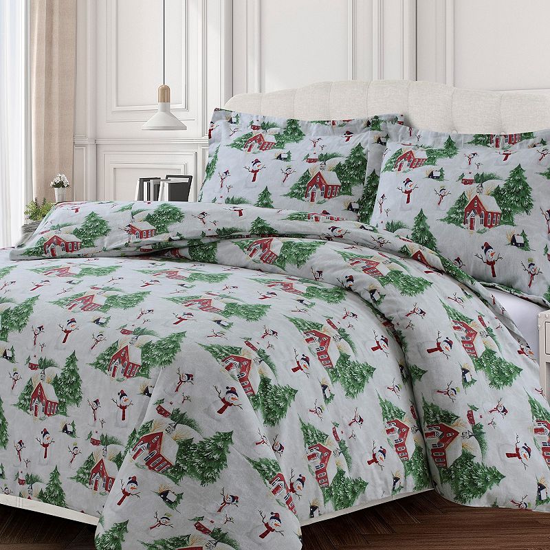 Heavyweight Printed Cotton Flannel Duvet Cover Set