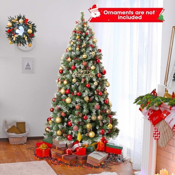 Holiday Hinged Christmas Tree with PVC Branch Tips，Warm White LED Lights