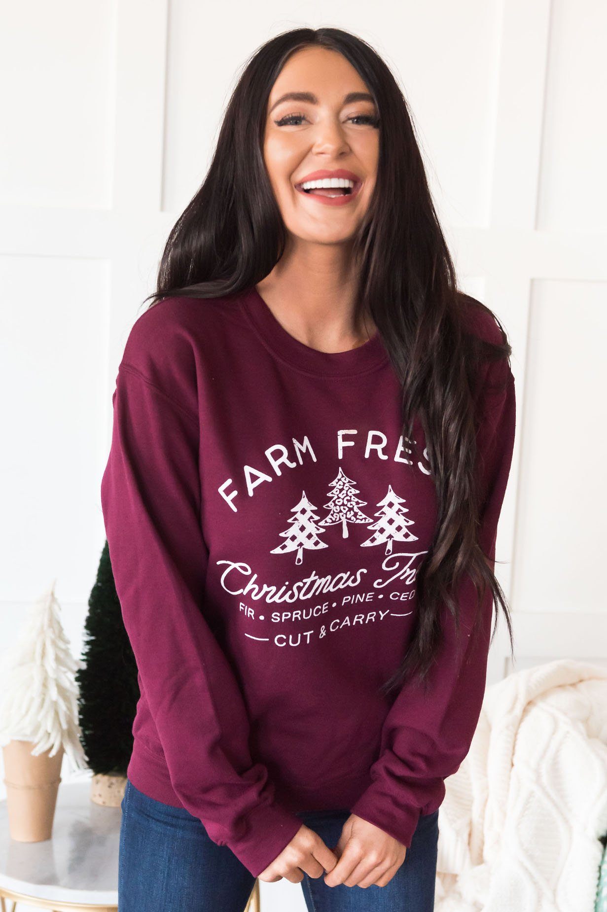 Farm Fresh Trees Modest Sweatshirt