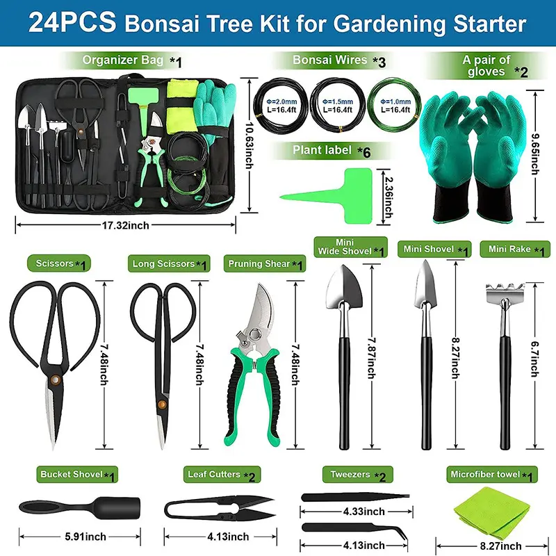 DD2027  In Stock 24pcs/set Garden Kit Suitable for Beginners Planting Heavy Duty Hand Tool with Case Gardening Bonsai Tool Set