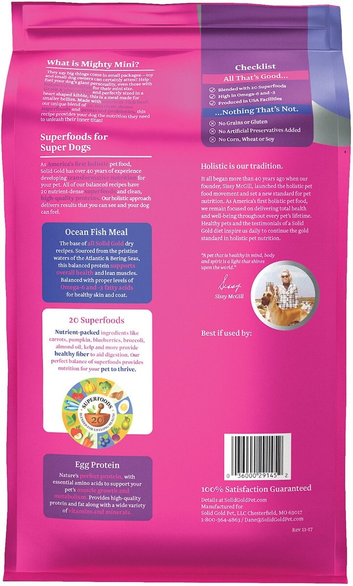 Solid Gold Mighty Mini Small and Toy Breed Grain-Free Beef， Sweet Potato and Apple Dry Dog Food