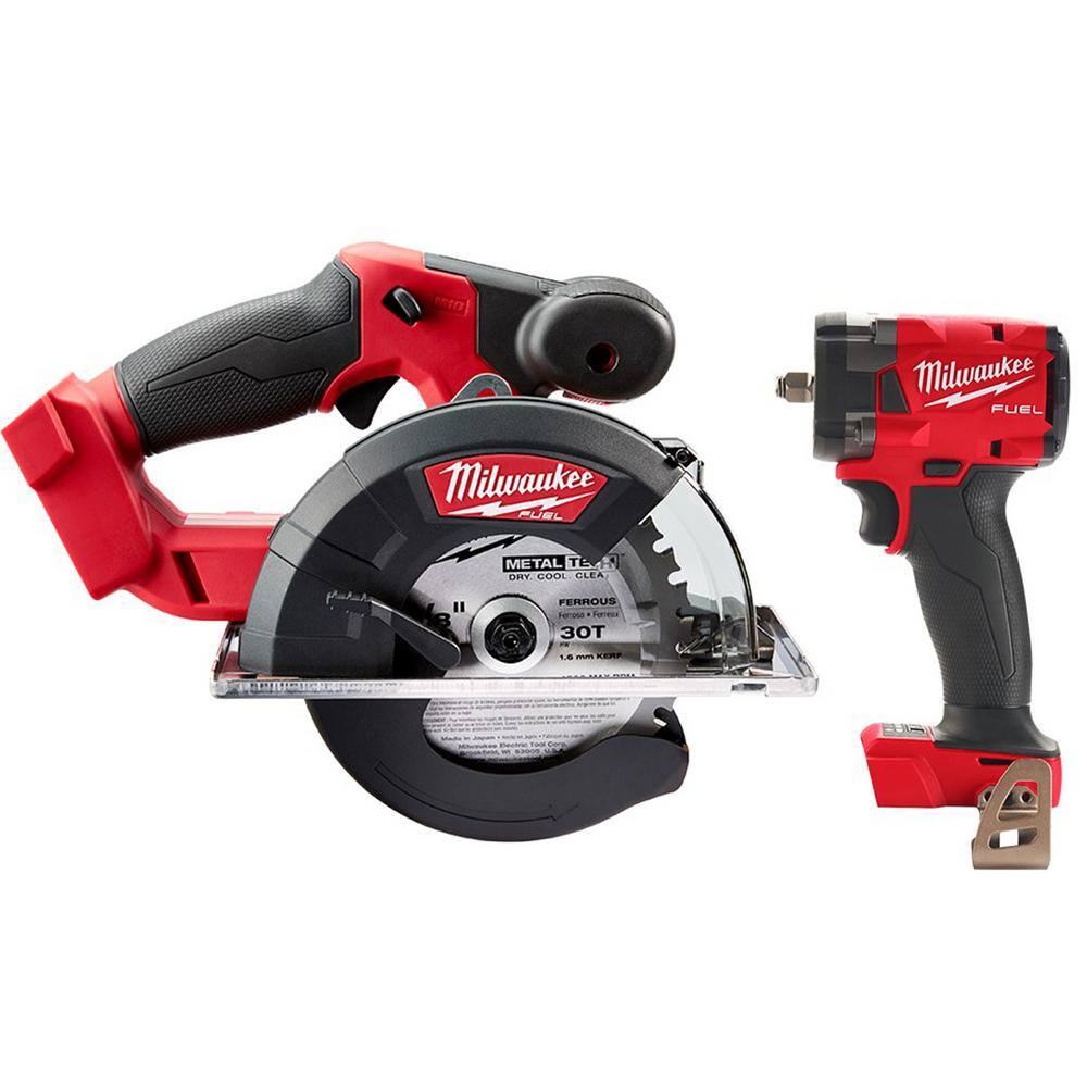 MW M18 FUEL 18-Volt Li-Ion Brushless Cordless Metal Cutting 5-38 in. Circular Saw wMetal Blade  38 in. Impact Wrench 2782-20-2854-20