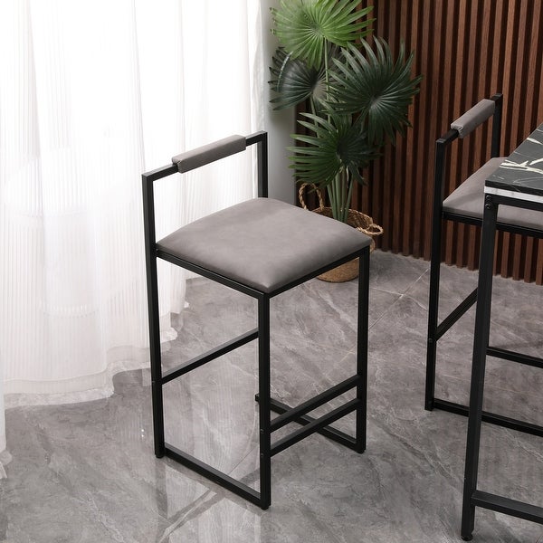 Set of 2 Modern Counter Height Bar Stools， PU Leather Upholstered Barstools for Pub， Armless Dining Chairs