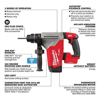 MW M18 FUEL 18V Lithium-Ion Brushless Cordless SDS-Plus 1-18 in. Rotary Hammer Drill (Tool-Only) 2915-20