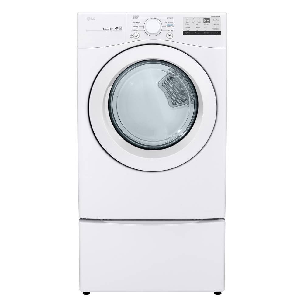 LG 7.4 Cu. Ft. Vented Stackable Gas Dryer in White with Sensor Dry DLG3401W