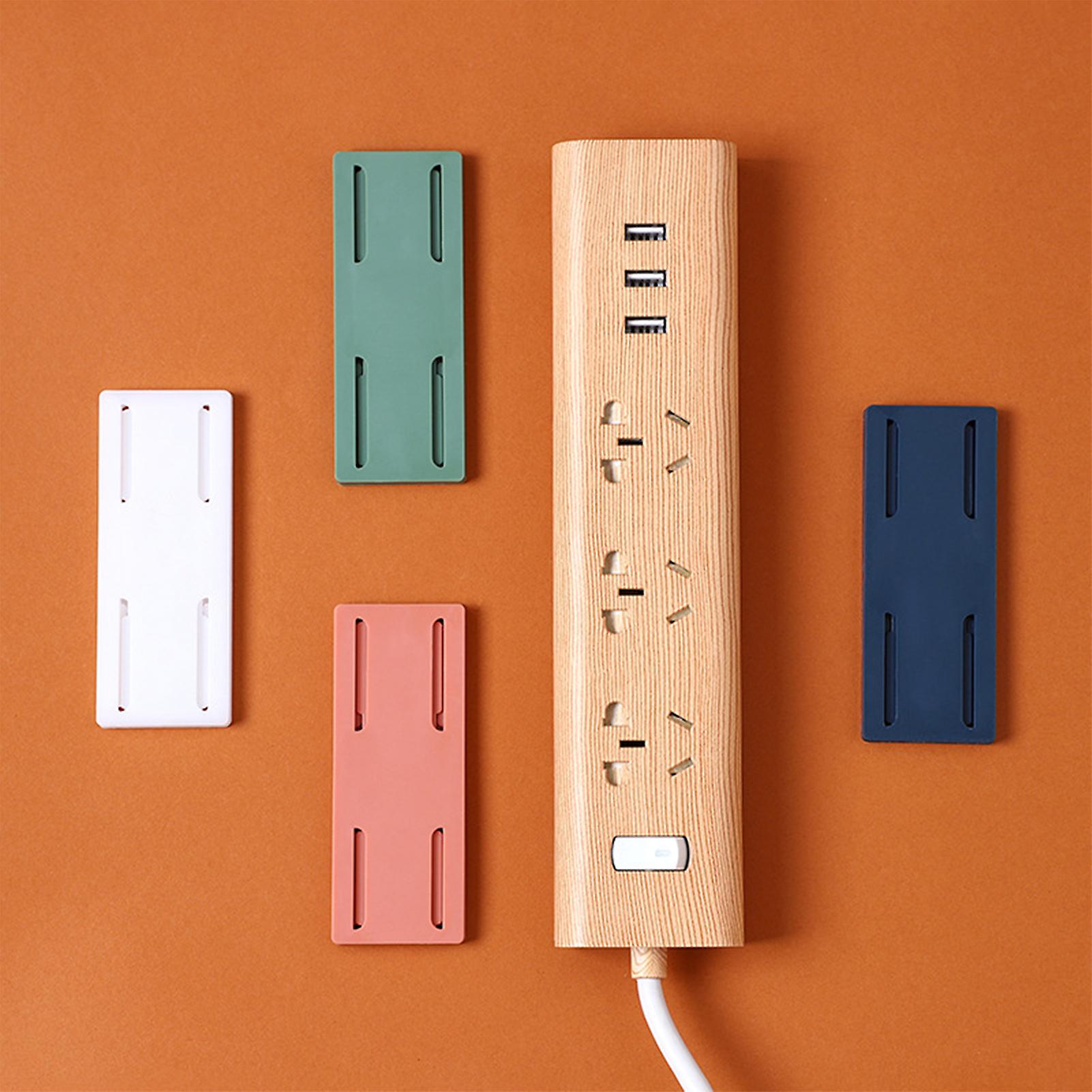 Green Power Strip Fixator Wall Mounted Self Adhesive Power Strip Holder Surge Protector Fixator Socket Cable Fixer Holder For Kitchen Home Office