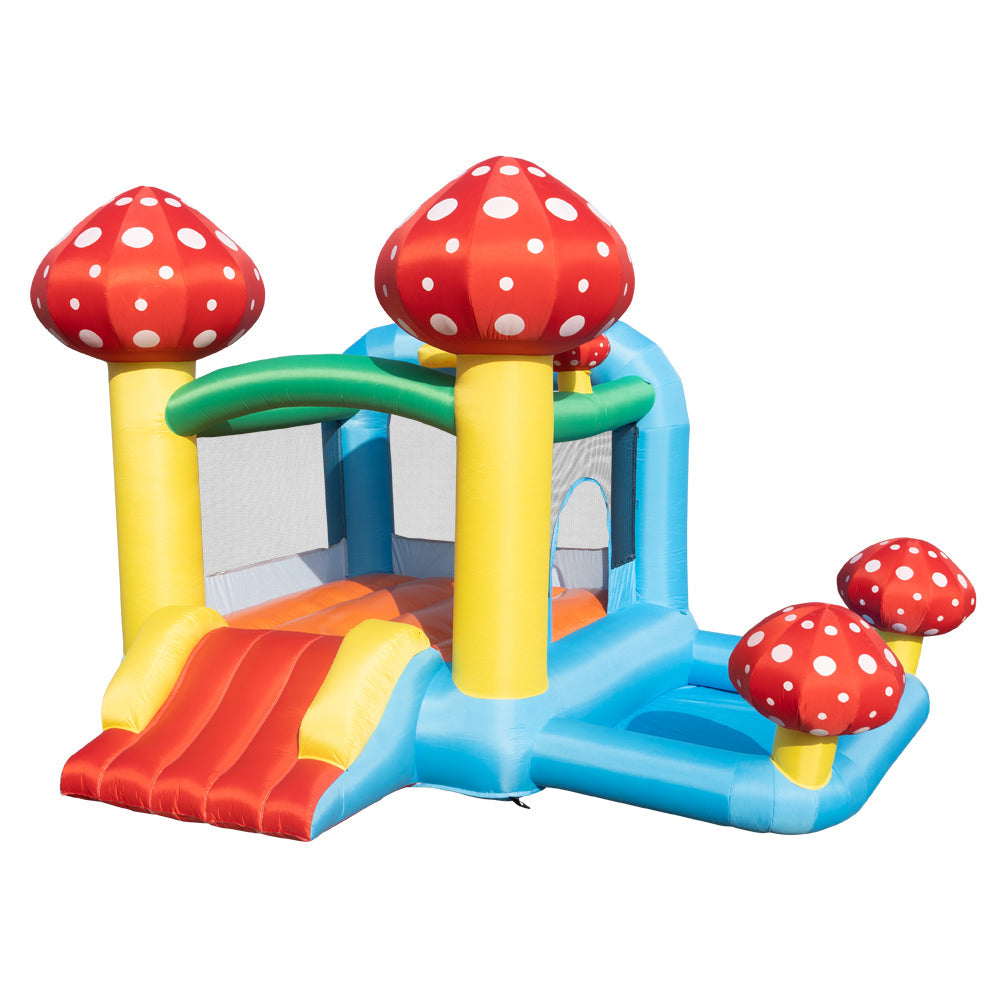 Sunisery Inflatable Jumper Bounce House Jumping Castle Pool House Mushroom Inflatable Kids Slide Bouncer with Repair Patches Kits and Storage Bag,Include Air Blower