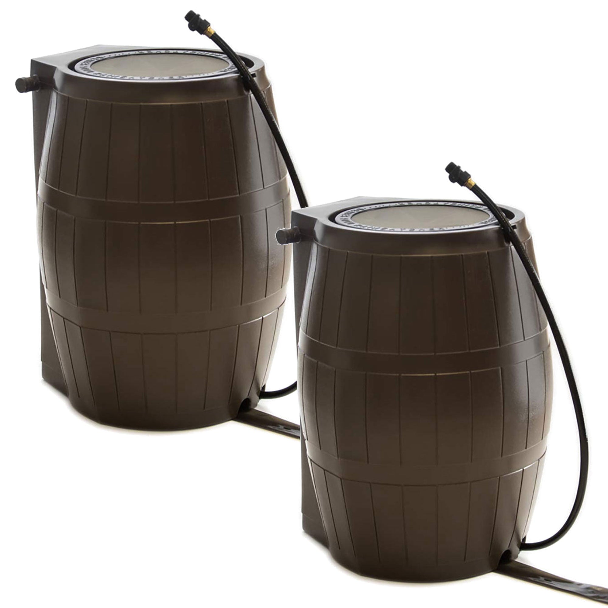 FCMP Outdoor RC4000 45-Gallon Rain Water Catcher Barrel， Brown (2 Pack)