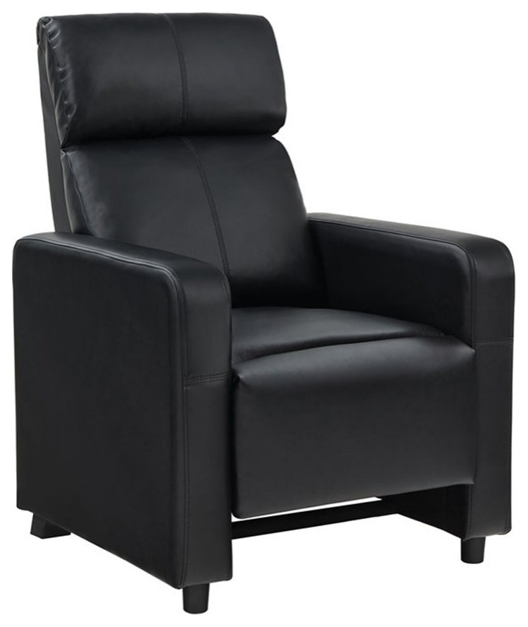 Coaster Toohey 7 piece Faux Leather Recliner Set with Two Consoles Black   Contemporary   Recliner Chairs   by Homesquare  Houzz