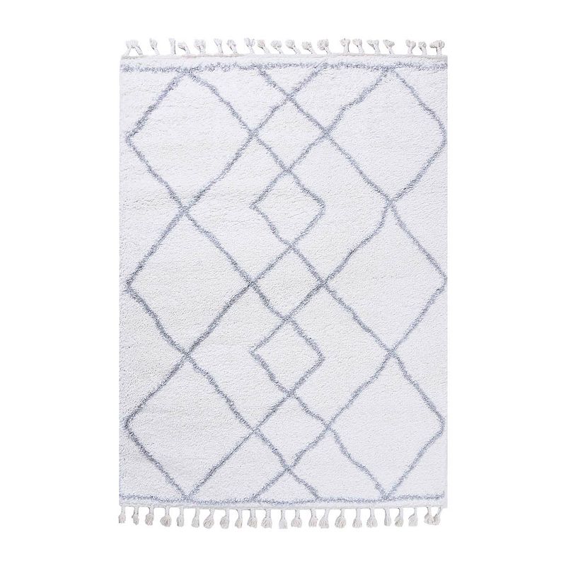 SUPERIOR Boho Geometric Diamonds Plush Shag Area Rug with Tassels