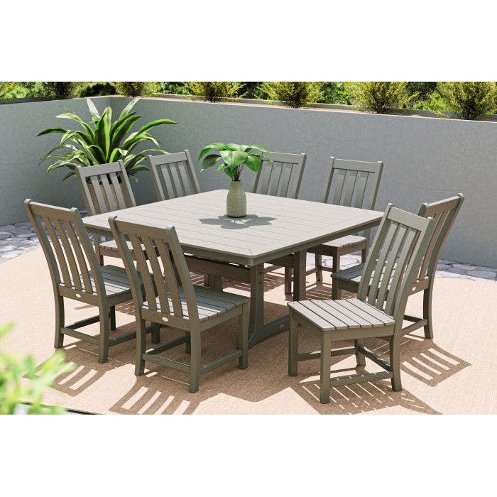 POLYWOOD Outdoor 9pc Dining Set -Farmhouse Trestle 59 Counter Height