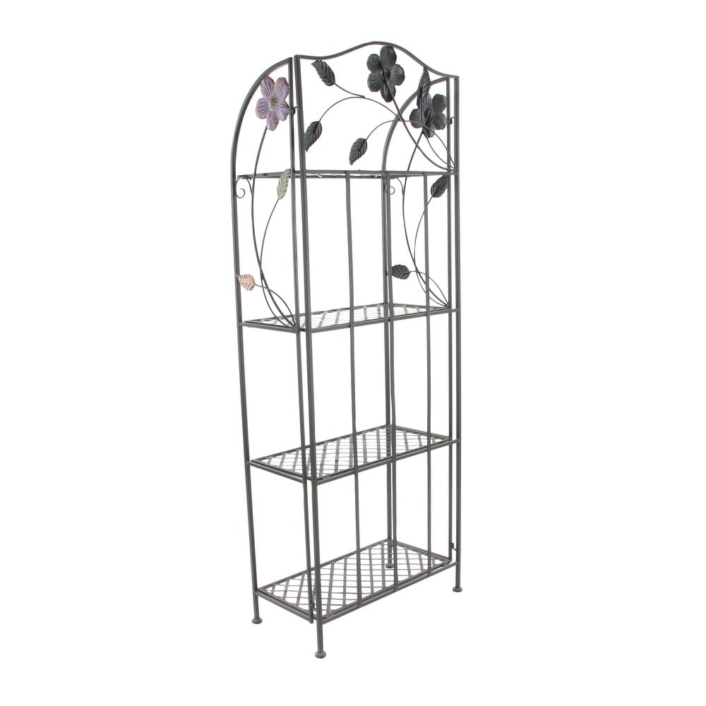 Black Metal Traditional Bakers Rack 68 x 25 x 12   25 x 12 x 68