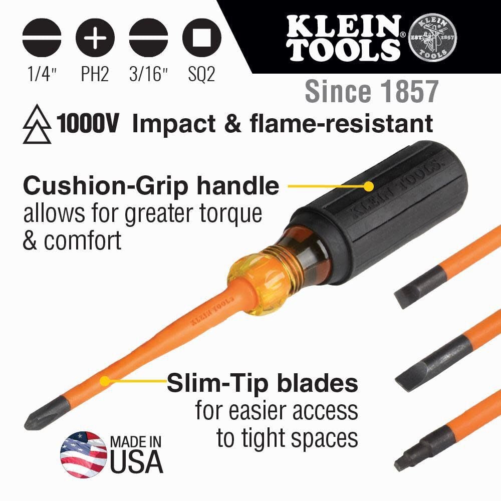 Klein Tools Slim-Tip Insul Screwdrivers 4-pc 33734INS from Klein Tools