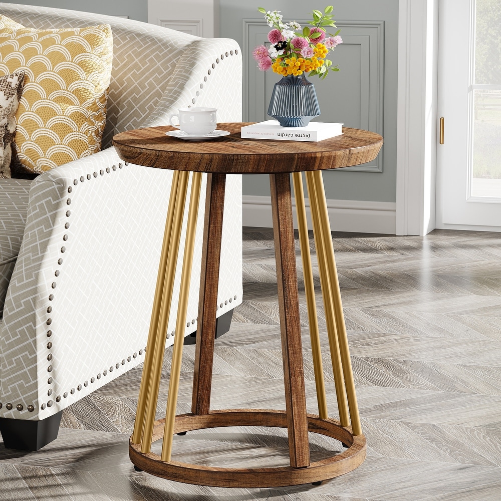 Round Side Table Gold End Table Modern Round Bedside Table Sofa Side Table