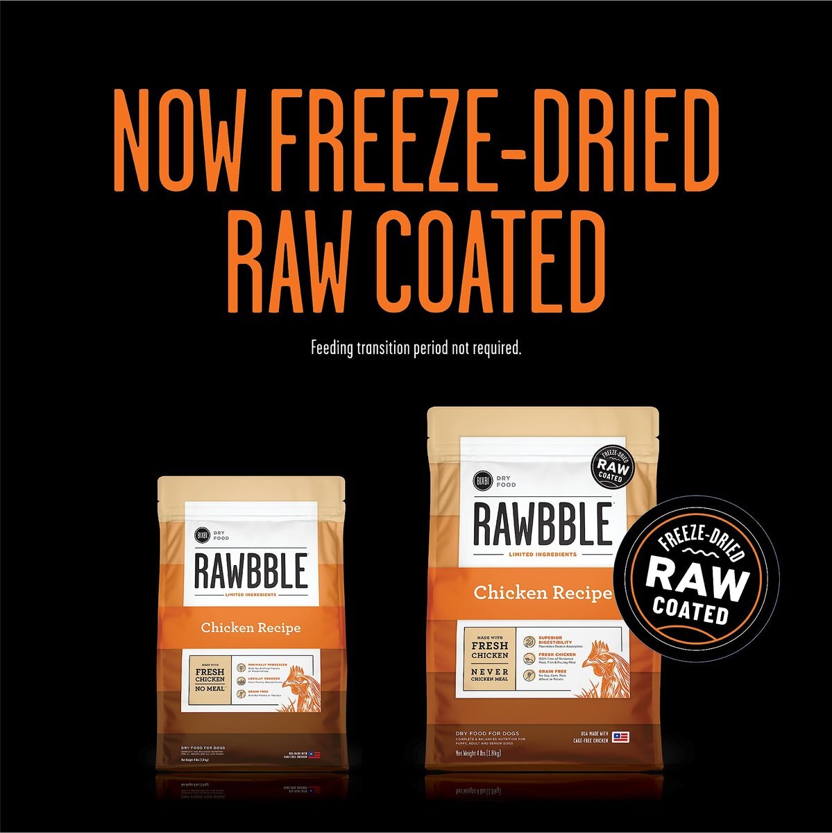 BIXBI RAWBBLE Fresh Chicken Recipe Limited Ingredient Grain-Free Dry Dog Food