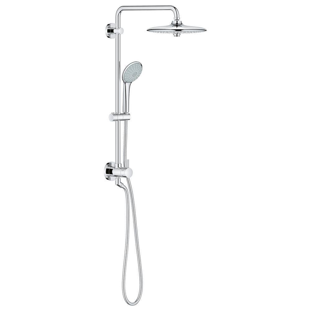 GROHE Retrofit System 260 3-Spray Patterns with 2.5 GPM 10.25 in. Wall Mount Dual Shower Heads in StarLight Chrome 27867001