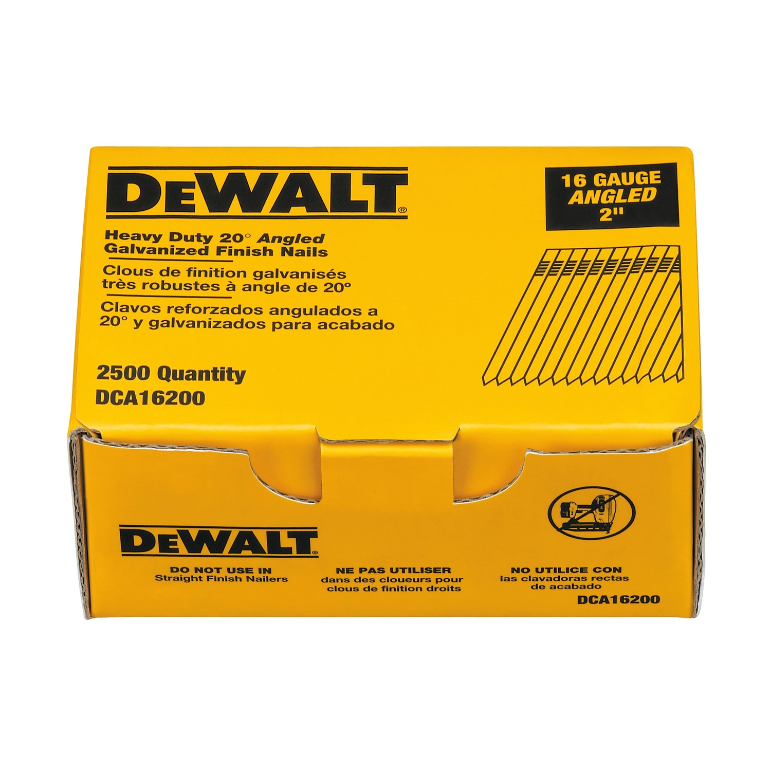 DW 2 in. 16 Ga. Angled Strip Galvanized Finish Nails 20 deg 2，500 pk