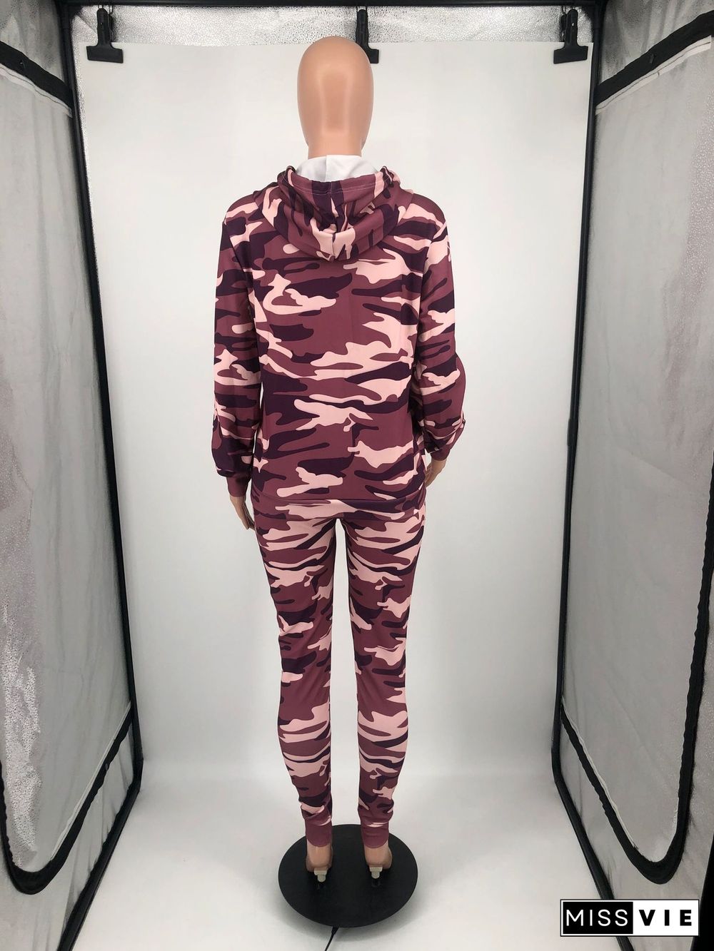 Camouflage Print Hoodie Joggers Pants Sweat Suit