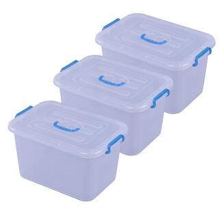 Basicwise 5.36 Gal. Large Clear Storage Container With Lid and Handles Set of 3 QI003488.3