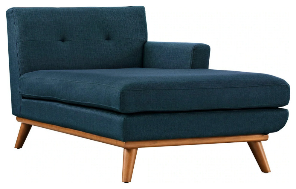 Gianni Azure Right Facing Upholstered Fabric Chaise   Midcentury   Indoor Chaise Lounge Chairs   by Love Sofa  Houzz