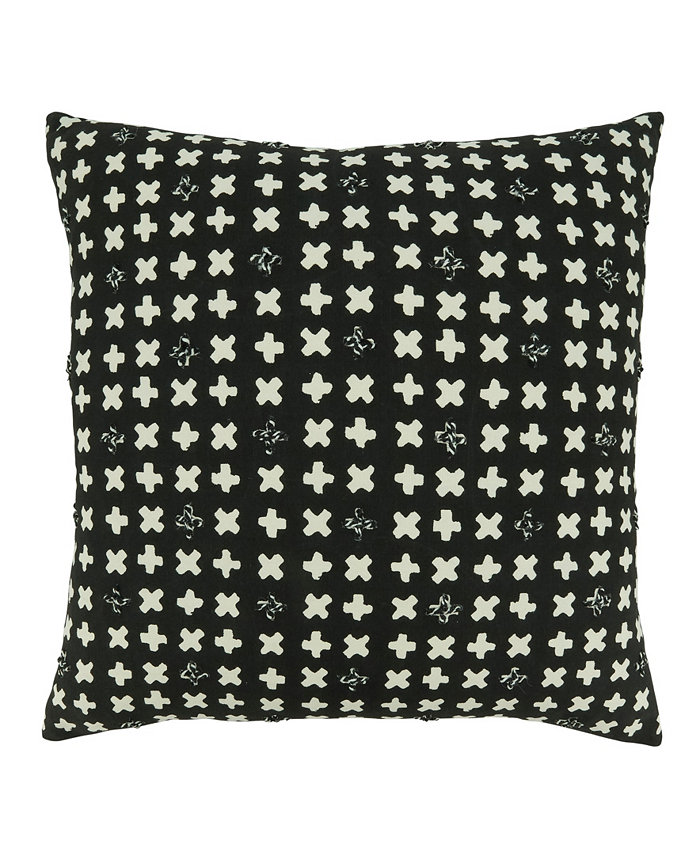 Saro Lifestyle Embroidered Crosses Design Poly Filled Decorative Pillow， 20