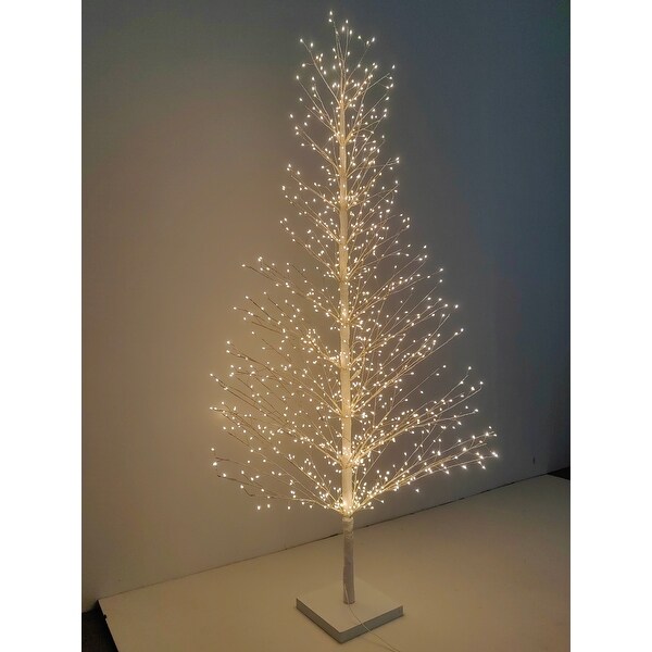 47in/70in White Birch Tree with LED Lights Indoor Use Only