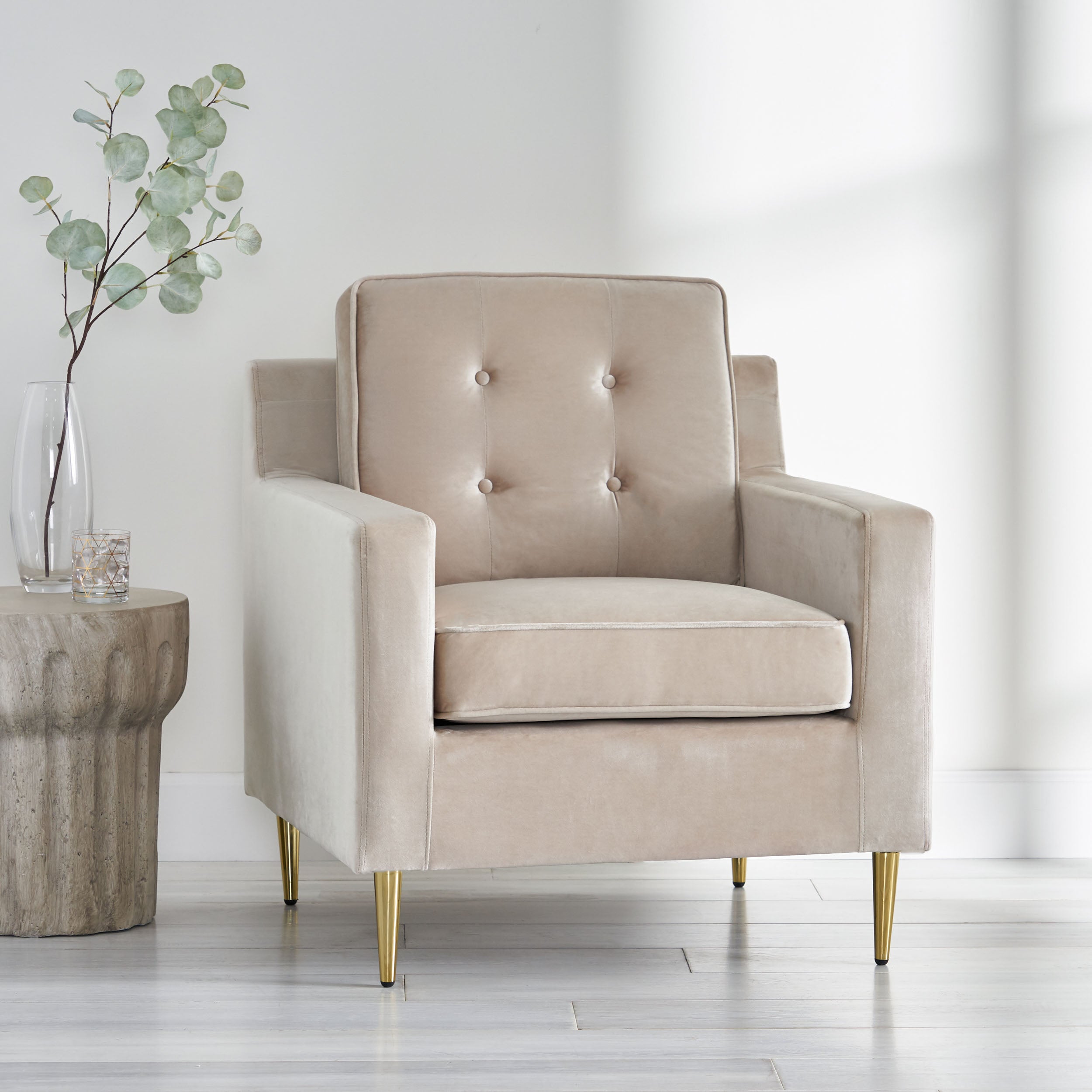 Taylea Modern Glam Tufted Velvet Club Chair