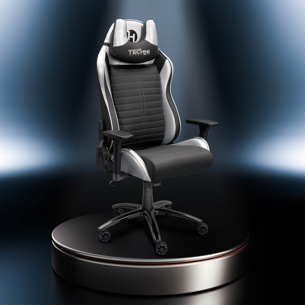 Silver Sport Ergonomic Racing Style Gaming Chair