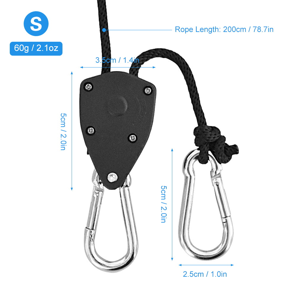 Gecheer 4pcs Pulley Ratchets Heavy Duty Rope Clip Hanger Adjustable Lifting Pulley Lanyard Hanger Kayak And Canoe Boat Bow Rope Lock Tie Down Strap